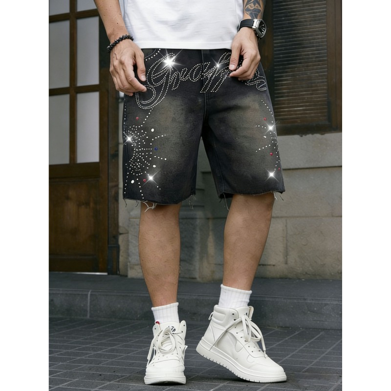 Shorts Denim Frayed - Amerikan Sokak Giyim Erkek Esnemeyen Kot